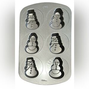 WILTON Christmas Holiday Winter Nonstick Snowman Mini Cake Treat Molds EC